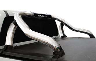 Polished Stainless Steel GEN7 D-Max Branded Double Cab & Extra Cab Sportsbar with brake light